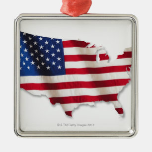 Amerikaanse vlag in de vorm van de Verenigde State Metalen Ornament