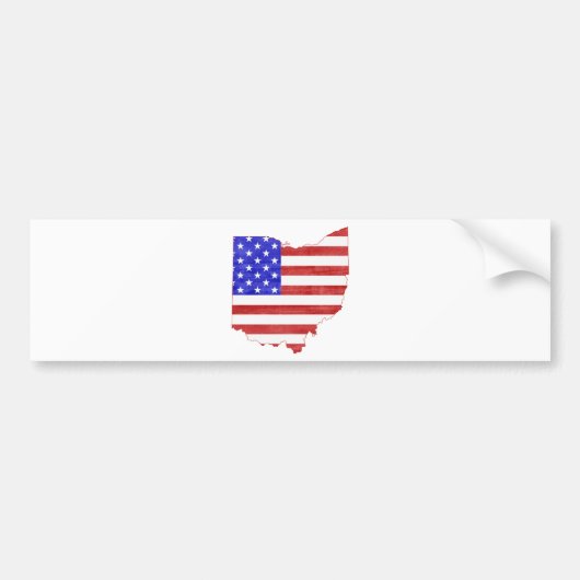 Amerikaanse vlag in de vorm van Ohio Bumpersticker (Voorkant)