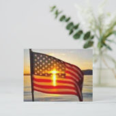 amerikaanse vlag in de zon briefkaart (Staand voorkant)