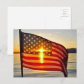 amerikaanse vlag in de zon briefkaart (Voorkant / Achterkant)