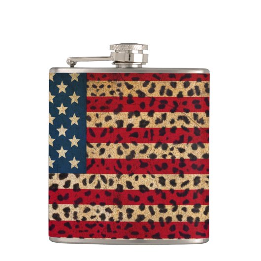 Amerikaanse vlag in lade van lak heupfles (Voorkant)
