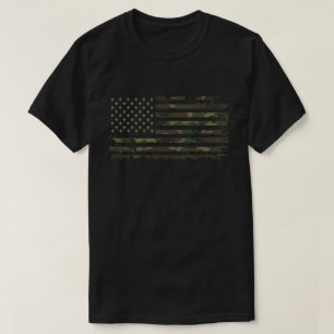 Amerikaanse vlag in militaire camouflagekleuren t-shirt
