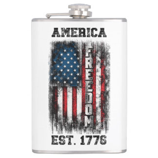 Amerikaanse Vlag in Nood Vrijheid Gesticht 1776 Heupfles