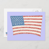 Amerikaanse vlag in pointillisme, op briefkaarten (Voorkant / Achterkant)