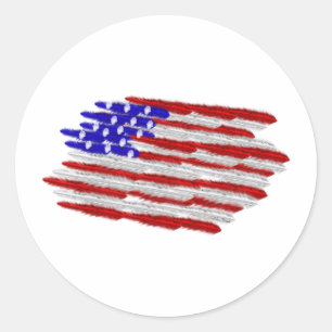 Amerikaanse vlag in veren ronde sticker