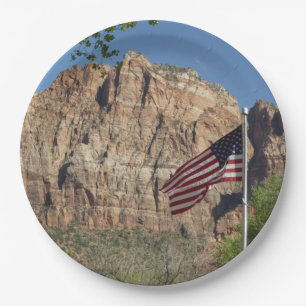 Amerikaanse vlag in Zion National Park I Papieren Bordje