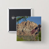 Amerikaanse vlag in Zion National Park I Vierkante Button 5,1 Cm (Voorkant /achterkant)