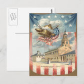 Amerikaanse vlag Independence Hall Liberty Bell Briefkaart (Voorkant / Achterkant)