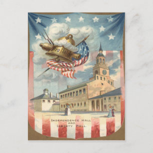 Amerikaanse vlag Independence Hall Liberty Bell Briefkaart