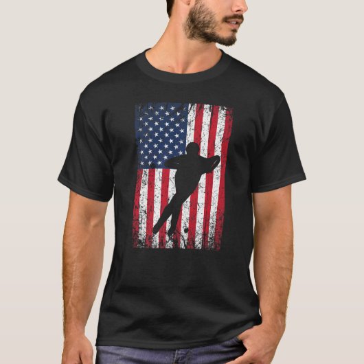 Amerikaanse vlag Inline speed Skater T-shirt (Voorkant)