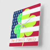Amerikaanse vlag Irish Shamrock Clover St. Patrick Vierkante Klok (Hoek)