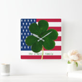Amerikaanse vlag Irish Shamrock Clover St. Patrick Vierkante Klok (Huis)