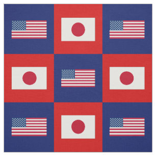 Amerikaanse vlag, Japanse vlag op blauw & rood Stof