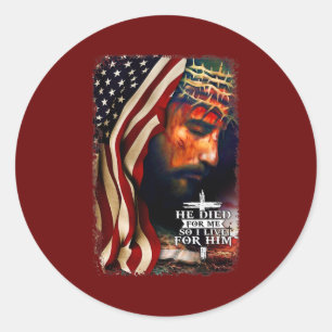 Amerikaanse vlag Jesus Christelijk citaat Bijbelse Ronde Sticker