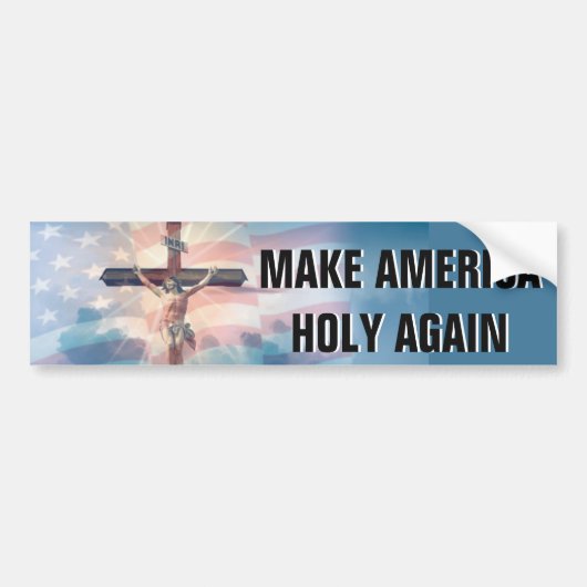 Amerikaanse vlag Jesus Crucifix in Clouds Bumpersticker (Voorkant)
