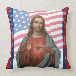 Amerikaanse Vlag Jezus Sterren Strepen Religieus Kussen
