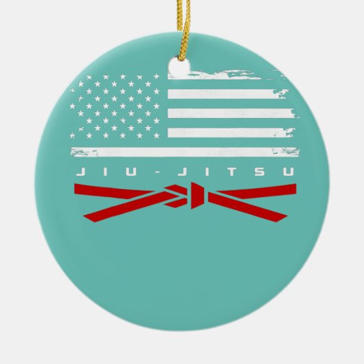 Amerikaanse vlag Jiu Jitsu Apparel Red Belt Jiu Keramisch Ornament (Voorkant)