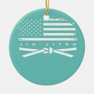 Amerikaanse vlag Jiu Jitsu Apparel White Belt Jiu Keramisch Ornament