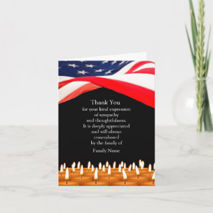 Amerikaanse vlag kaars na begrafenis bedankkaarten notitiekaartje