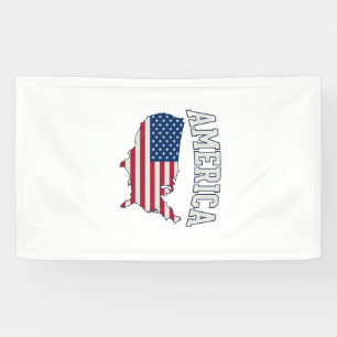 Amerikaanse Vlag Kaart Patriottisch Vintage Grafis Spandoek
