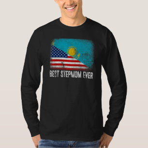 Amerikaanse vlag & Kazachstan vlag beste stiefmoed T-shirt