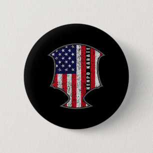 Amerikaanse vlag Kenpo Karate Fighter Patriottisch Ronde Button 5,7 Cm