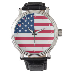 Amerikaanse vlag kijken Patriotic American Horloge