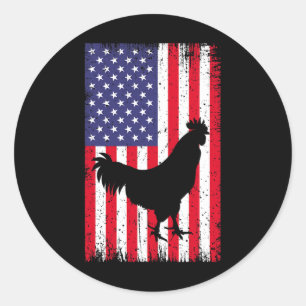 Amerikaanse Vlag Kip Haan Boerderij Dier Ranch _1 Ronde Sticker