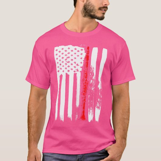 Amerikaanse Vlag Klarinet Tshirt Fluit Muzikant In (Voorkant)