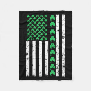 Amerikaanse Vlag Klaver St. Patrick's Dag Vintage Fleece Deken