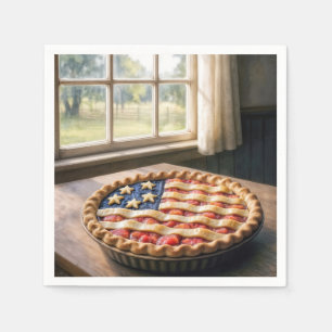 Amerikaanse Vlag Korst Op Homemade Taart Servet