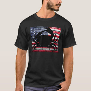 Amerikaanse Vlag Krab Patriottische Krabbenvangst T-shirt