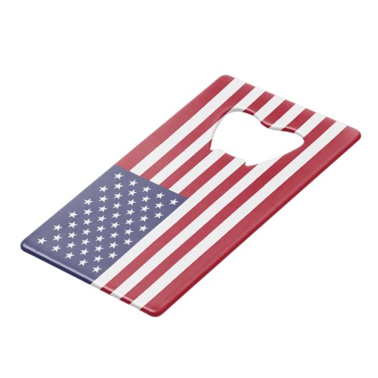 Amerikaanse vlag kredietkaart flessenopener (Voorkant Gekanteld)