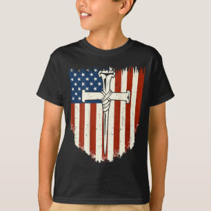Amerikaanse Vlag Kruis 3 Spijker Patriottisch Chri T-shirt