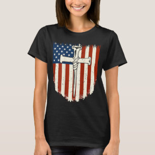 Amerikaanse Vlag Kruis 3 Spijker Patriottisch Chri T-shirt
