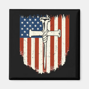 Amerikaanse Vlag Kruis 3 Spijker Patriottische Chr Magneet