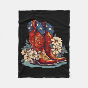 Amerikaanse Vlag Laarzen En Strikken 4 juli Cowgir Fleece Deken