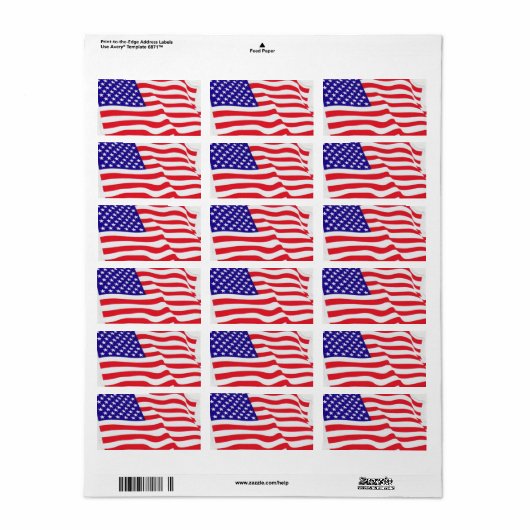 Amerikaanse vlag labels (Full Sheet)