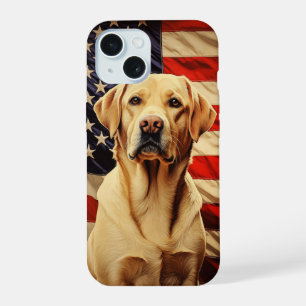 Amerikaanse vlag Labrador iPhone 15 Hoesje