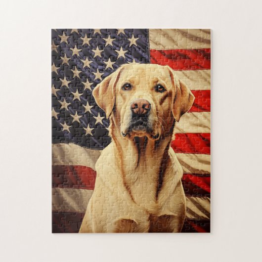 Amerikaanse vlag Labrador Legpuzzel (Verticaal)