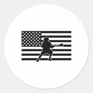 Amerikaanse vlag Lacrosse Kleding - Lacrosse Ronde Sticker