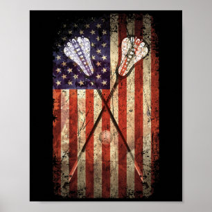 Amerikaanse vlag Lacrosse LAX Poster
