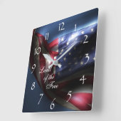 Amerikaanse vlag/land van vrij verkeer vierkante klok (Hoek)