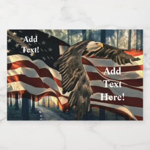 Amerikaanse Vlag Landsnelweg Voedsetlabel Steenare Voedselcontainer Etiket