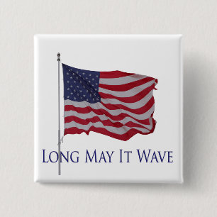 amerikaanse vlag , lange weg , golfknop vierkante button 5,1 cm