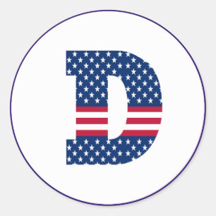 Amerikaanse vlag Letter D Ronde Sticker