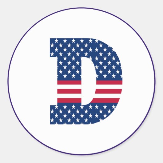 Amerikaanse vlag Letter D Ronde Sticker (Voorkant)