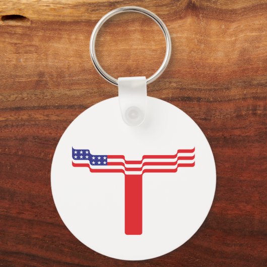 Amerikaanse Vlag Letter T Monogram Sleutelhanger (Voorkant)