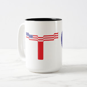 Amerikaanse Vlag Letter T Monogram Tweekleurige Koffiemok