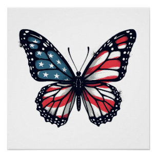 Amerikaanse Vlag Libel Patriottisch 4 juli Rood Perfect Poster